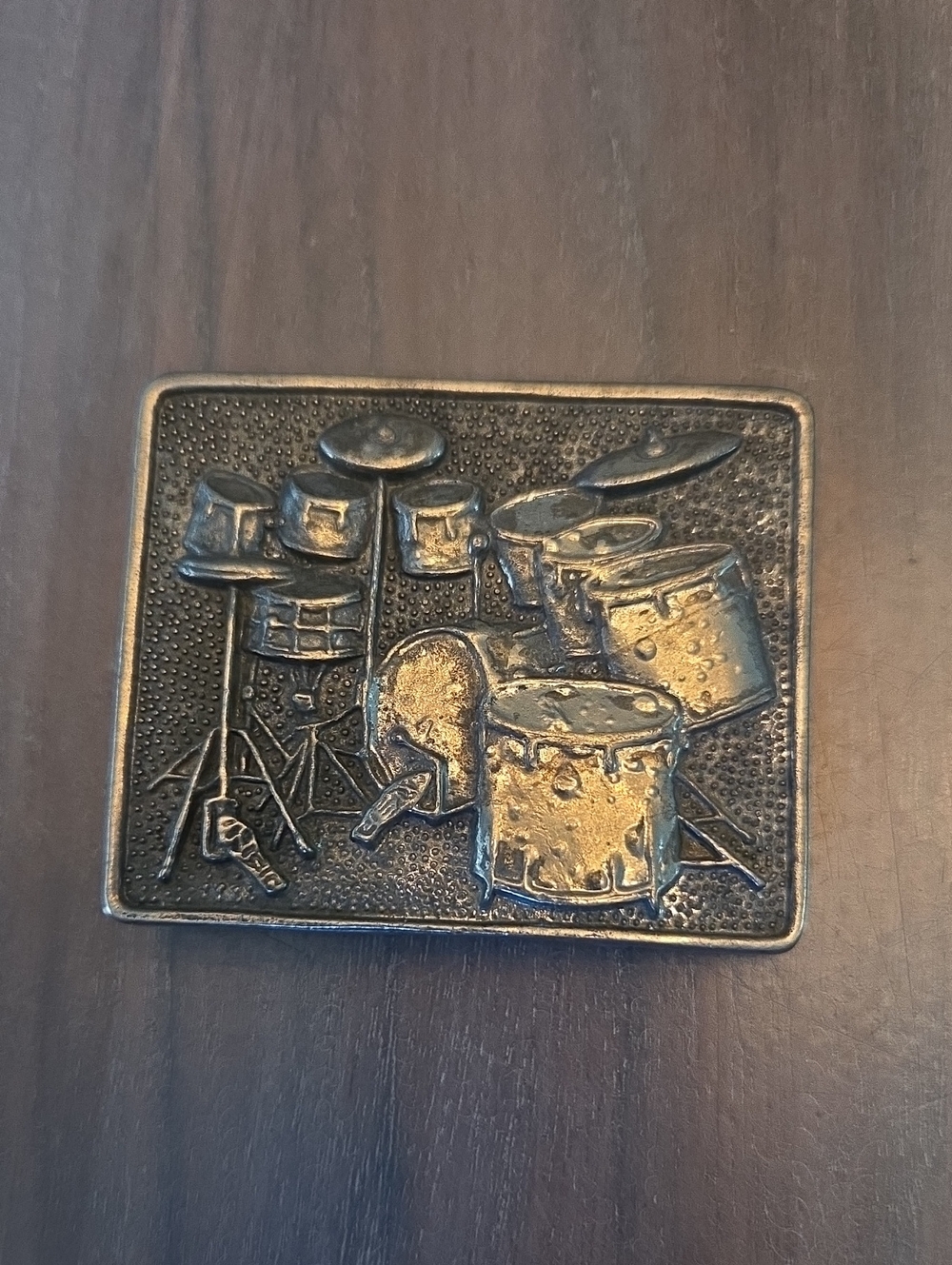 Solid Brass Drum Set Vintage Belt Buckle by BBB Baron Brass Buckles [1980]